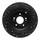 R1 18-23 Genesis G70 Rear Left Drilled & Slotted Black Brake Rotor