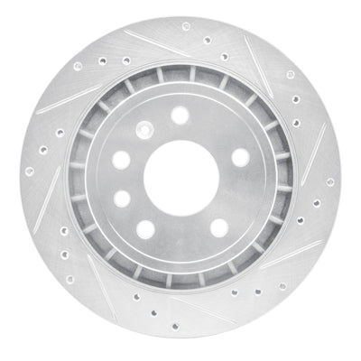 R1 2002-2010 Saab 9-5 Rear Right Drilled & Slotted Silver Brake Rotor