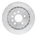 R1 2002-2010 Saab 9-5 Rear Right Drilled & Slotted Silver Brake Rotor