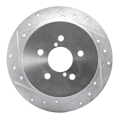 R1 05-09 Subaru Outback Rear Left Drilled & Slotted Silver Brake Rotor