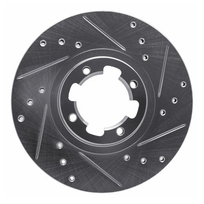 R1 85-94 Subaru GL-10 Front Right Drilled & Slotted Silver Brake Rotor