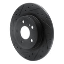 R1 12-20 Mercedes-Benz SLC300 Rear Left Drilled & Slotted Black Brake Rotor