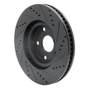 R1 06-15 Lexus GS300 Right Front Drilled & Slotted Black Brake Rotor