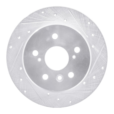 R1 92-03 Lexus RX300 Rear Right Drilled & Slotted Silver Brake Rotor