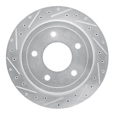 R1 04-06 Ford E-150 Rear Left Drilled & Slotted Silver Brake Rotor
