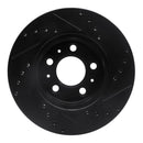R1 95-97 Ford Crown Victoria Front Left Drilled & Slotted Black Brake Rotor
