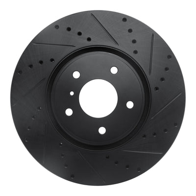 R1 05-14 Infiniti FX45 Front Right Drilled & Slotted Black Brake Rotor