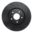 R1 05-14 Infiniti FX45 Front Right Drilled & Slotted Black Brake Rotor