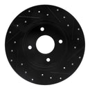 R1 04-06 Nissan Sentra Rear Left Drilled & Slotted Black Brake Rotor