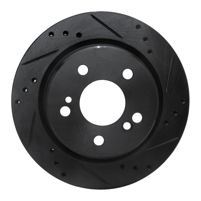 R1 92-95 Mercedes-Benz E420 Rear Right Drilled & Slotted Black Brake Rotor