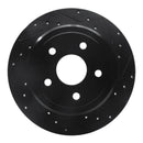 R1 05-10 Jeep Commander Rear Right Drilled & Slotted Black Brake Rotor