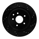 R1 07-15 Infiniti G35 Rear Right Drilled & Slotted Black Brake Rotor
