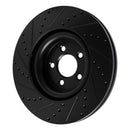 R1 20-25 Ford Police Interceptor Utility Front Left Drilled & Slotted Black Brake Rotor