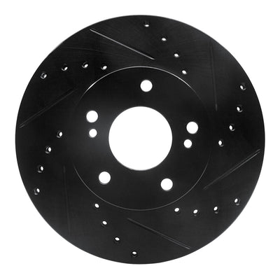 R1 89-99 Infiniti I30 Front Right Drilled & Slotted Black Brake Rotor