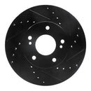 R1 89-99 Infiniti I30 Front Right Drilled & Slotted Black Brake Rotor