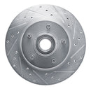 R1 74-79 Ford Custom 500 Front Right Drilled & Slotted Silver Brake Rotor
