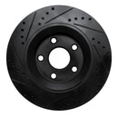 R1 12-18 Jeep Wrangler Front Right Drilled & Slotted Black Brake Rotor