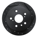 R1 02-08 Lexus ES300 Rear Right Drilled & Slotted Black Brake Rotor