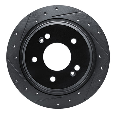 R1 18-25 Hyundai Kona Rear Left Drilled & Slotted Black Brake Rotor