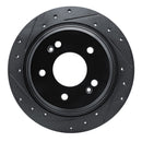 R1 18-25 Hyundai Kona Rear Left Drilled & Slotted Black Brake Rotor