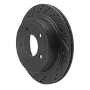 R1 04-06 Ford Econoline Rear Left Drilled & Slotted Black Brake Rotor