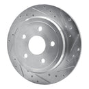 R1 05-10 Jeep Commander Rear Right Drilled & Slotted Silver Brake Rotor