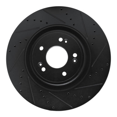 R1 18-20 Genesis G80 Front Right Drilled & Slotted Black Brake Rotor
