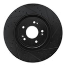 R1 18-20 Genesis G80 Front Right Drilled & Slotted Black Brake Rotor