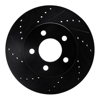 R1 02-07 Jeep Liberty Front Left Drilled & Slotted Black Brake Rotor
