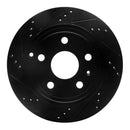 R1 10-17 Chevrolet Equinox Rear Left Drilled & Slotted Black Brake Rotor
