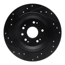 R1 10-15 Honda Accord Crosstour Rear Right Drilled & Slotted Black Brake Rotor