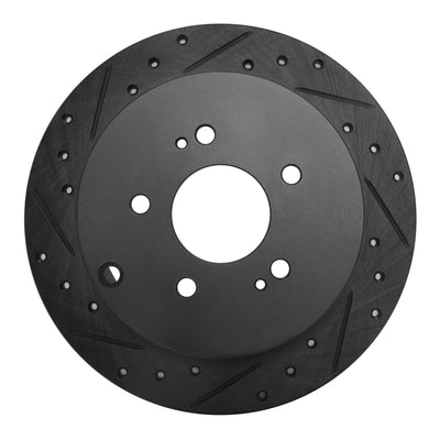R1 04-11 Mitsubishi Grandis (Mexico) Rear Left Drilled & Slotted Black Brake Rotor
