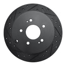 R1 04-11 Mitsubishi Grandis (Mexico) Rear Left Drilled & Slotted Black Brake Rotor
