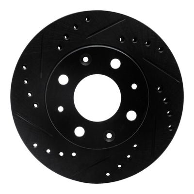 R1 84-06 Honda Civic Hatchback Front Left Drilled & Slotted Black Brake Rotor