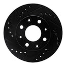 R1 84-06 Honda Civic Hatchback Front Left Drilled & Slotted Black Brake Rotor