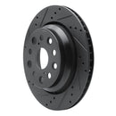 R1 07-17 Lexus LS460 Rear Left Drilled & Slotted Black Brake Rotor