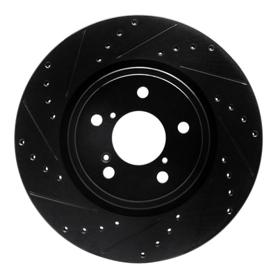 R1 17-20 Acura MDX Front Left Drilled & Slotted Black Brake Rotor