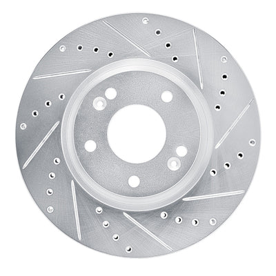 R1 15-19 Kia SOUL EV Front Right Drilled & Slotted Silver Brake Rotor