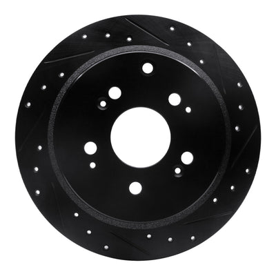 R1 05-10 Honda Odyssey Rear Right Drilled & Slotted Black Brake Rotor