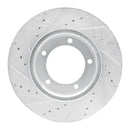 R1 98-07 Lexus LX470 Front Right Drilled & Slotted Silver Brake Rotor
