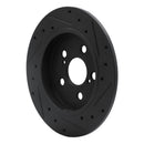 R1 09-24 Lexus CT200H Rear Left Drilled & Slotted Black Brake Rotor