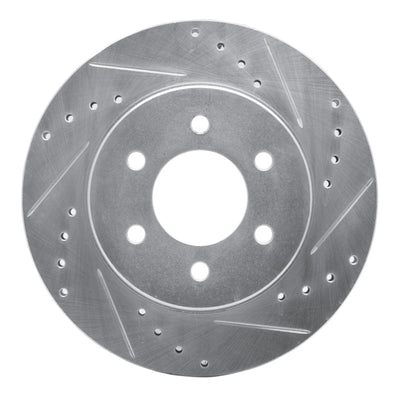 R1 1991-1996 Dodge Dakota 4WD Front Right Drilled & Slotted Silver Brake Rotor