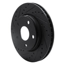 R1 07-18 Jeep Wrangler Front Left Drilled & Slotted Black Brake Rotor