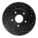 R1 08-16 Chrysler Town & Country Rear Right Drilled & Slotted Black Brake Rotor