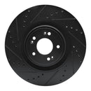 R1 18-20 Genesis G80 Front Left Drilled & Slotted Black Brake Rotor