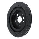 R1 2020-2025 Lexus RX450h+ Rear Right Drilled & Slotted Black Brake Rotor