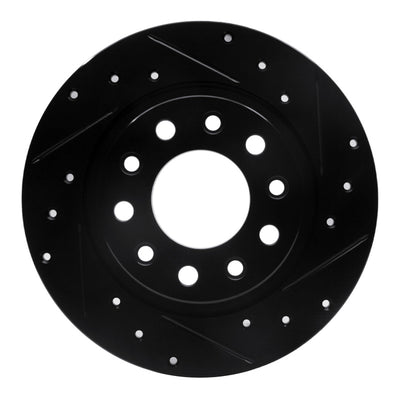 R1 13-16 Dodge Dart Rear Right Drilled & Slotted Black Brake Rotor