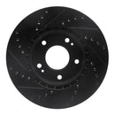 R1 10-13 Kia Forte Koup Front Right Drilled & Slotted Black Brake Rotor