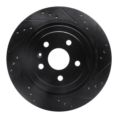 R1 08-14 Cadillac CTS Rear Right Drilled & Slotted Black Brake Rotor