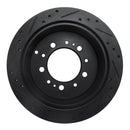 R1 98-07 Lexus LX470 Rear Right Drilled & Slotted Black Brake Rotor